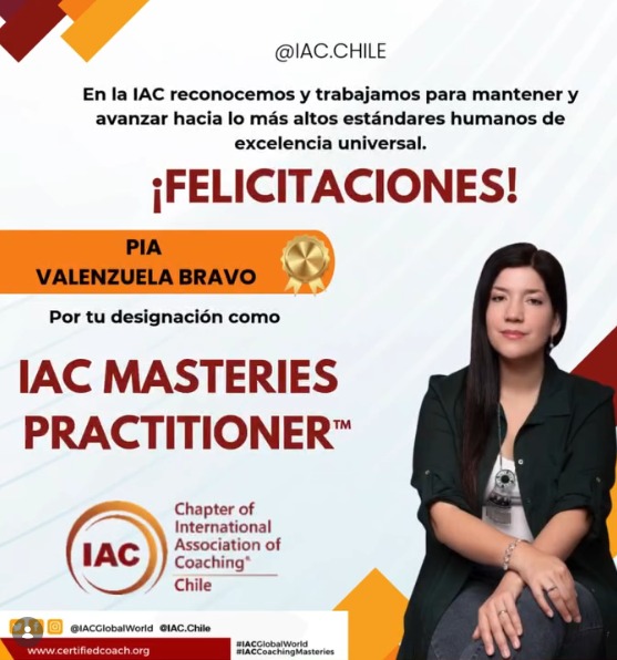 Reconocimiento IAC Masteries Practitioner de Pía Victoria